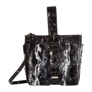 NWT | BRAHMIN Black Faith 3 in 1 Wichita Wristlet Crossbody Handbag Fur Bag